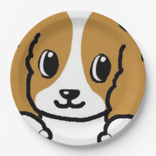 cavalier kcs peeking blenheim paper plate
