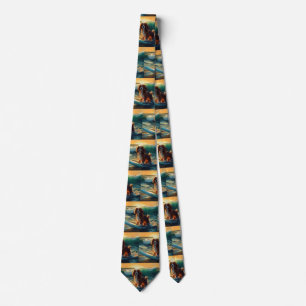 Cavalier King Beach Surfing Painting Tie