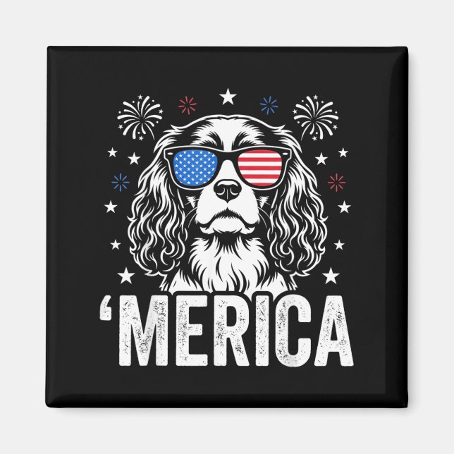 Cavalier King Charles America 4th Of July Artwork Magnet (Front)