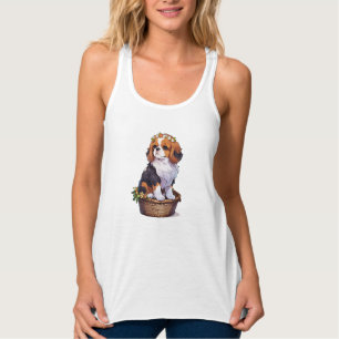 Cavalier King Charles basket with flower crown Singlet