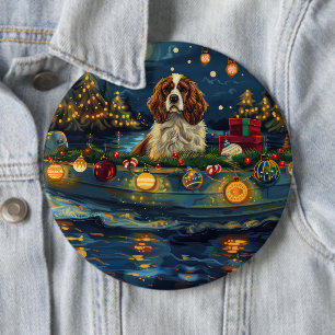 Cavalier King Charles Christmas Festive Voyage 6 Cm Round Badge