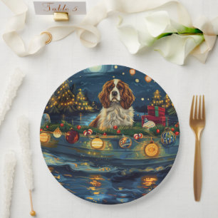 Cavalier King Charles Christmas Festive Voyage Paper Plate