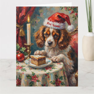 Cavalier King Charles Christmas Pudding Tea Party Card
