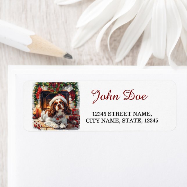 Cavalier King Charles Christmas Return Address (Insitu)