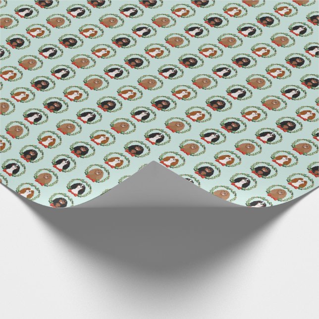 Cavalier King Charles christmas wreath Wrapping Paper (Corner)