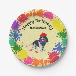 Cavalier King Charles Dog Art Birthday Party Paper Plate