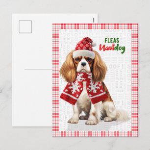Cavalier King Charles Dog Fleas Navidog Christmas Holiday Postcard