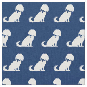 Cavalier King Charles Dog Silhouette Pet Navy Blue Fabric