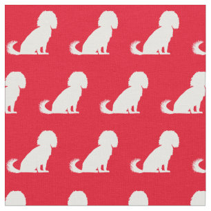 Cavalier King Charles Dog Silhouette Pet Red Fabric