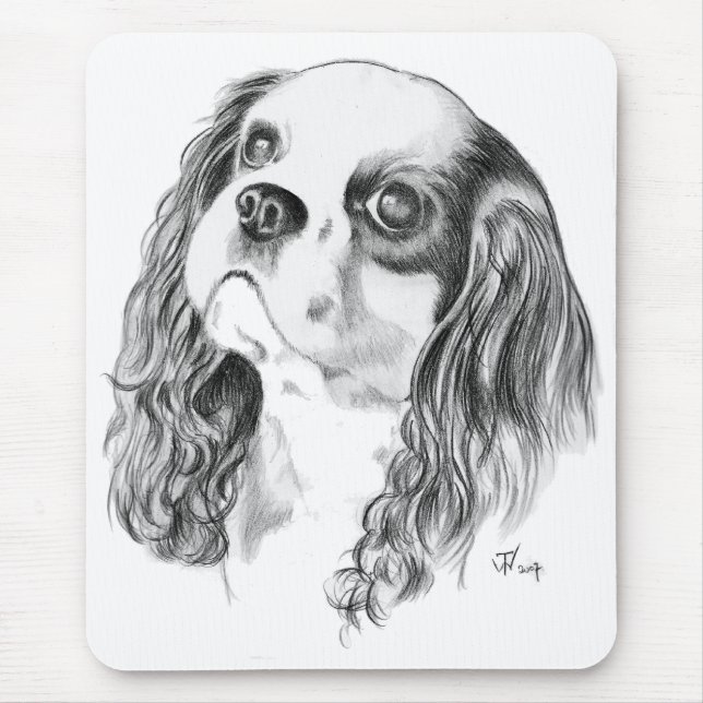 Cavalier King Charles Drawing Mouse Pad (Front)
