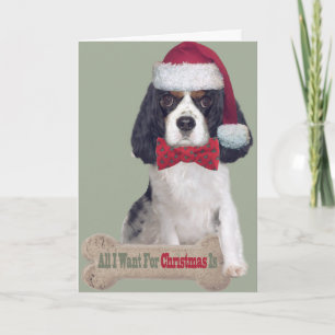 Cavalier King Charles Kisses For Christmas Holiday Card