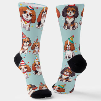 Cavalier King Charles Pastel Birthday Pattern Socks