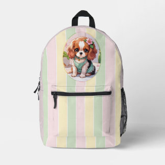 Cavalier King Charles Pastel Lines Cottagecore Printed Backpack