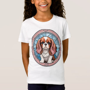 Cavalier King Charles Pastel Pink Stained Glass T-Shirt
