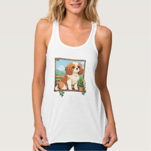 Cavalier King Charles Pastel with flowers Singlet
