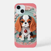 Cavalier King Charles Pink Flowers Paper Cutting