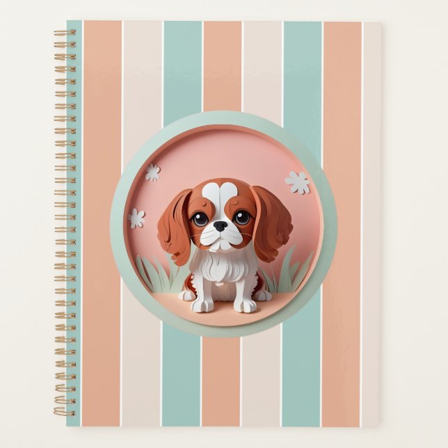 Cavalier King Charles Pink Pastel Paper Cutting  Planner (Front)