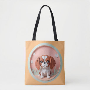 Cavalier King Charles Pink Pastel Paper Cutting Tote Bag