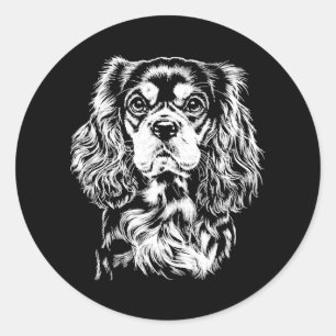 Cavalier King Charles Portrait Minimalist Apparel Classic Round Sticker