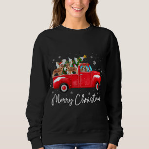 Cavalier King Charles Red Truck Christmas Santa Xm Sweatshirt