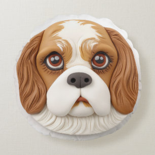 Cavalier King Charles Spaniel 3D Inspired Round Cushion