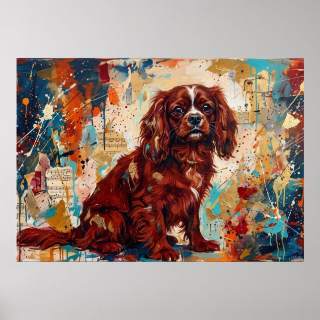 Cavalier King Charles Spaniel Abstract Art Poster  (Front)