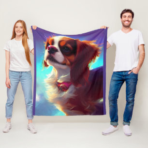 cavalier king charles spaniel AI4 Fleece Blanket