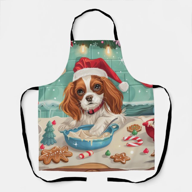 Cavalier King Charles Spaniel Baking Christmas Apron (Front)