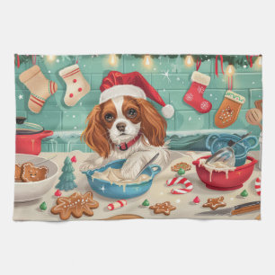 Cavalier King Charles Spaniel Baking Christmas Tea Towel