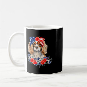 Cavalier King Charles Spaniel Bandanna Usa Flag 4t Coffee Mug