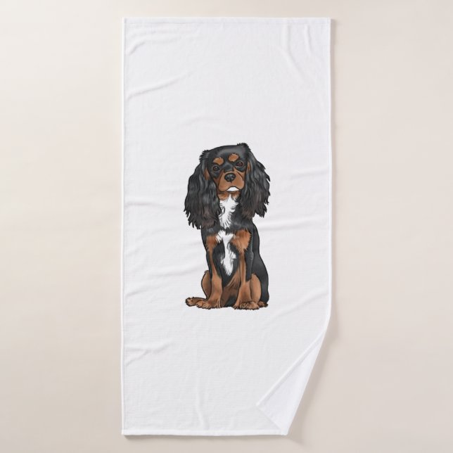 Cavalier King Charles Spaniel - Black and Tan Bath Towel (Bath Towel)