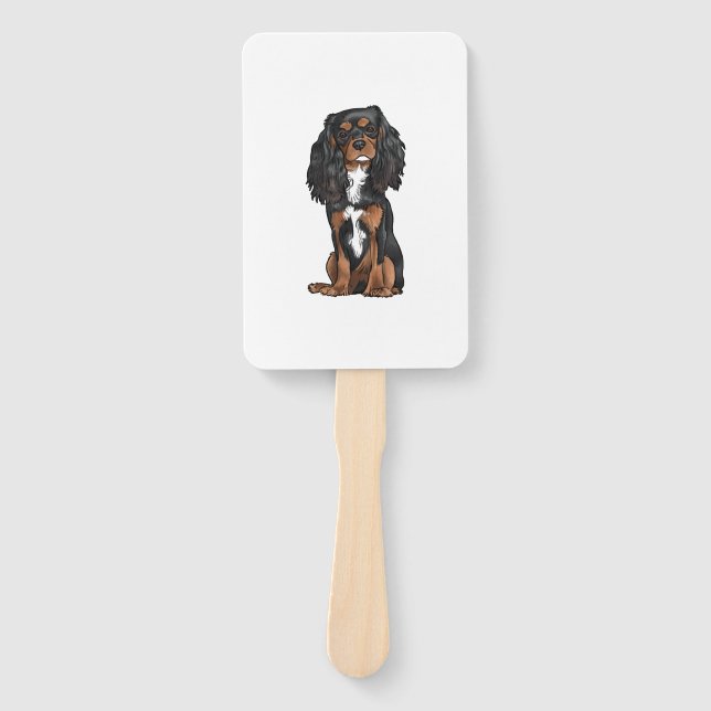 Cavalier King Charles Spaniel - Black and Tan Hand Fan (Front)