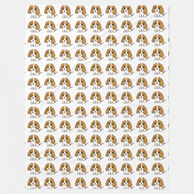 cavalier king charles spaniel blenheim cartoon fleece blanket (Front)