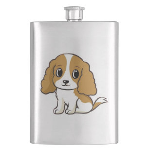 cavalier king charles spaniel blenheim cartoon hip flask