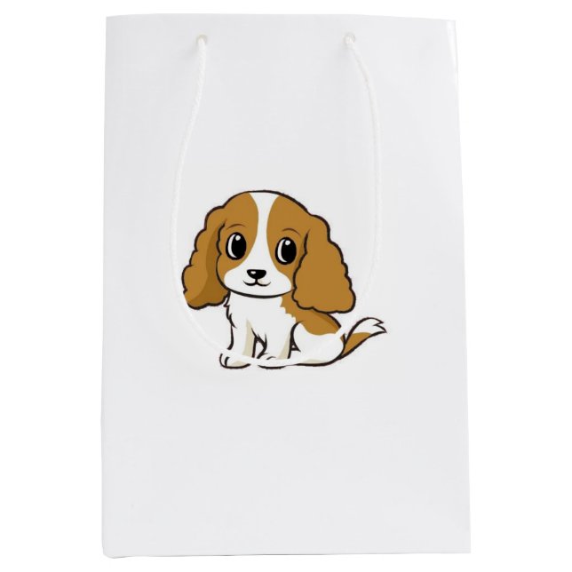 cavalier king charles spaniel blenheim cartoon medium gift bag (Front)