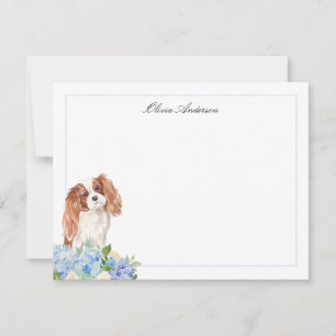 Cavalier King Charles Spaniel Blue Hydrangea Card