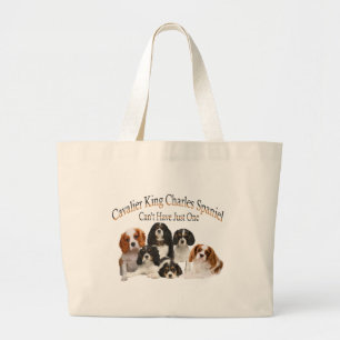 Cavalier King Charles Spaniel Can't Have Just One Large Tote Bag