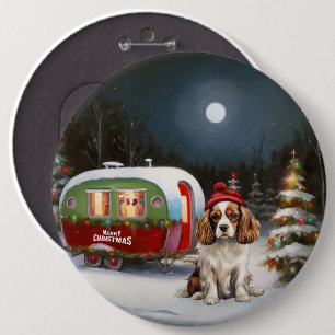 Cavalier King Charles Spaniel Caravan Christmas  6 Cm Round Badge