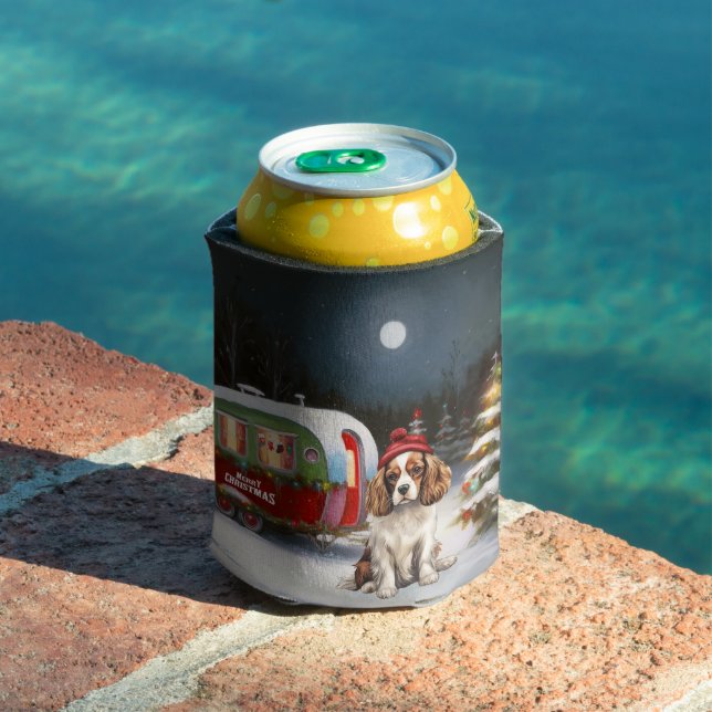 Cavalier King Charles Spaniel Caravan Christmas  Can Cooler (In Situ Pool)