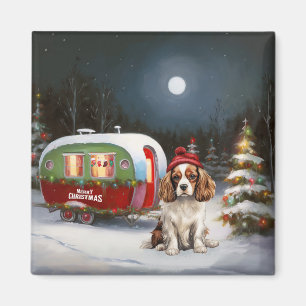 Cavalier King Charles Spaniel Caravan Christmas Magnet