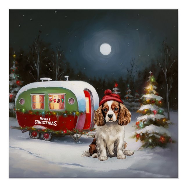 Cavalier King Charles Spaniel Caravan Christmas  Poster (Front)