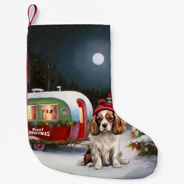 Cavalier King Charles Spaniel Caravan Christmas  Small Christmas Stocking (Front)