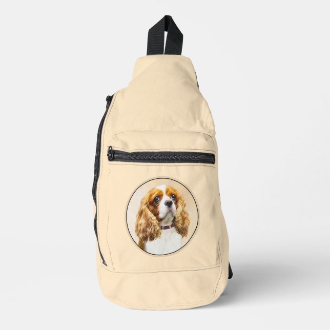 Cavalier King Charles Spaniel Cav Dog Art Painting Sling Bag (Front)