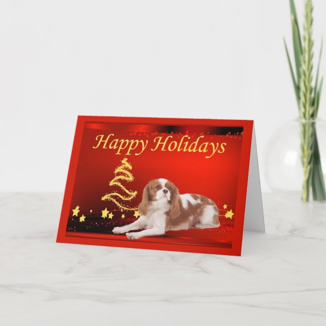 Cavalier King Charles Spaniel Christmas Card Stars (Front)