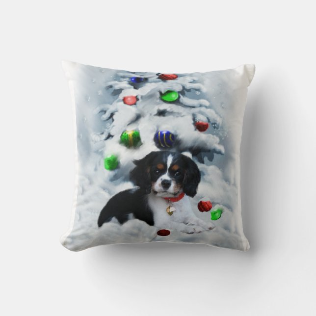 Cavalier King Charles Spaniel Christmas Cushion (Front)