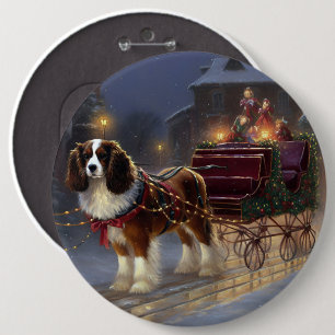 Cavalier King Charles Spaniel Christmas Festive  6 Cm Round Badge