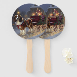 Cavalier King Charles Spaniel Christmas Festive Hand Fan