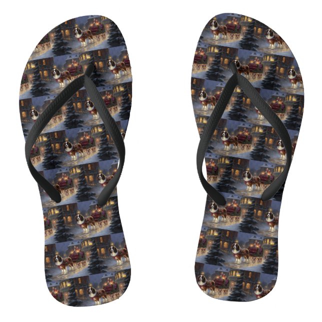 Cavalier King Charles Spaniel Christmas Festive  Jandals (Footbed)