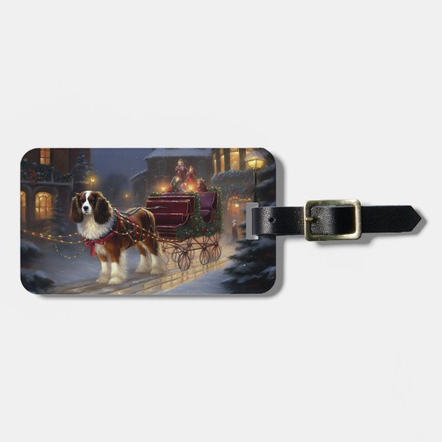 Cavalier King Charles Spaniel Christmas Festive  Luggage Tag (Front Horizontal)