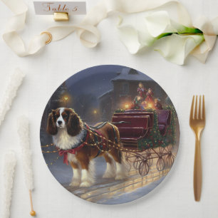 Cavalier King Charles Spaniel Christmas Festive Paper Plate